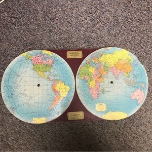 Vintage Global Map of World Disks rotate, Minneapolis, MN Flat Globe rare